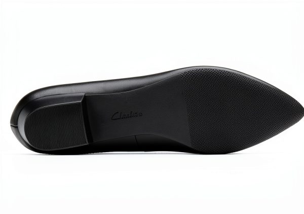 Clarks Womens Pumps Black Leather Comfort Footbed-5