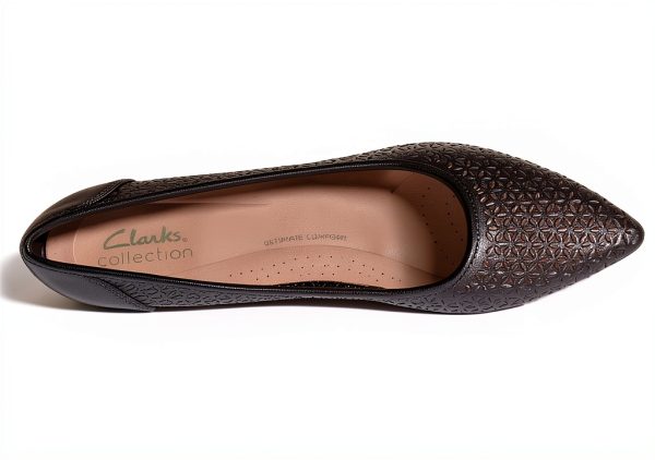 Clarks Womens Leather Pumps Slip On Comfort Footbed-5