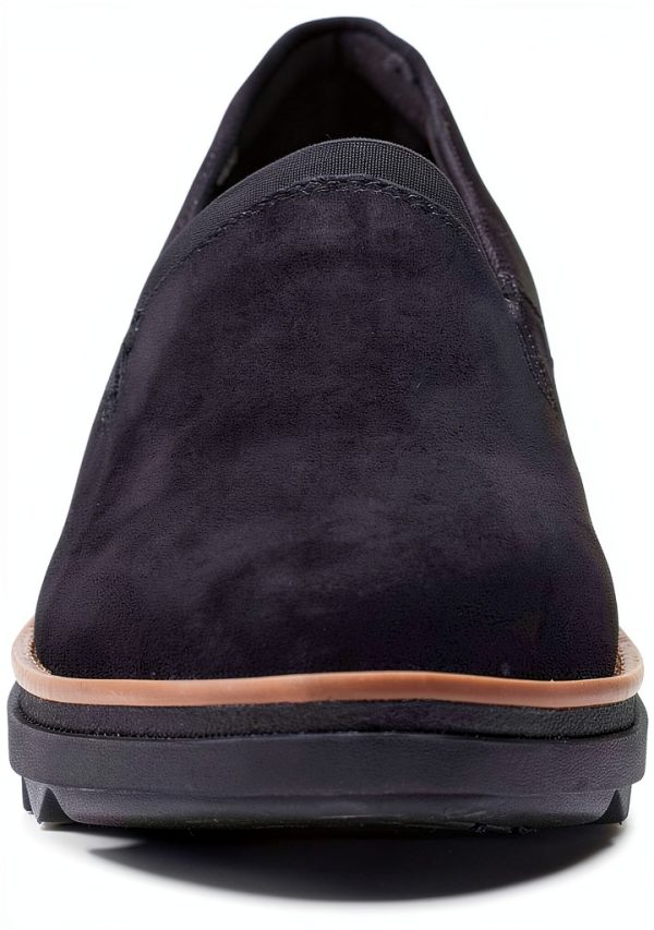 Clarks Womens Black Suede Loafers Ortholite Footbed Slip-On-3