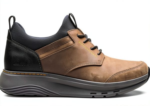 Clarks Mens Leather Sneakers Comfort Casual Shoes Black Grey-0
