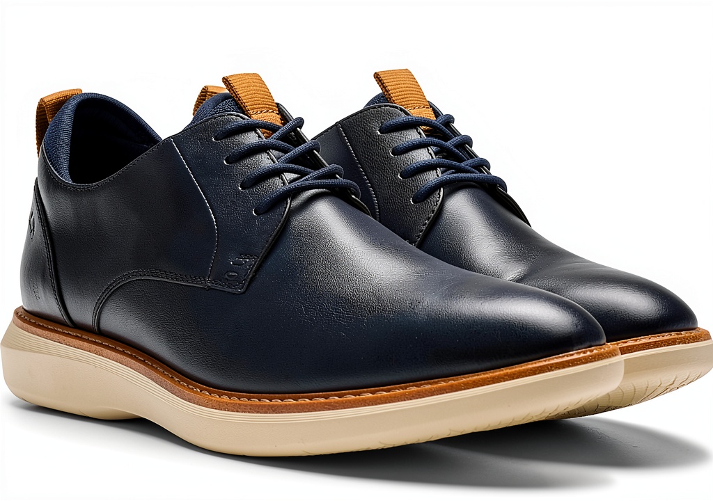 Installing Clarks Mens Oxfords Leather Knit Formal Casual Shoes on a wooden desk
