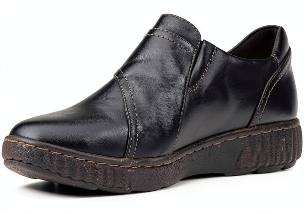 Clarks Womens Loafers Black Leather Comfort Slip On-3