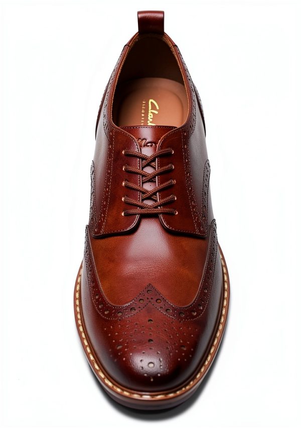Clarks Mens Oxfords Mid Tan Leather Classic Dress Shoes-1