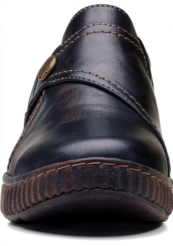 Clarks Womens Loafers Black Leather Comfort Slip On-6