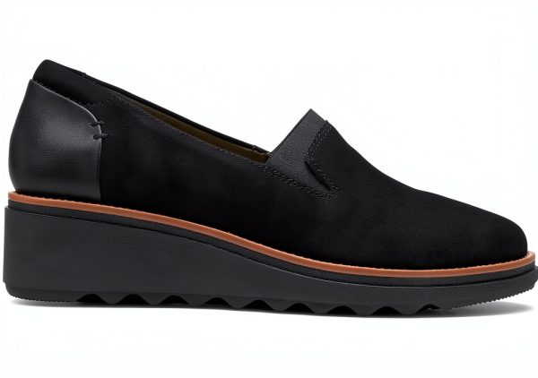 Clarks Womens Loafers Black Suede Slip On Comfort-0