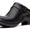 Clarks Angie Mist Clogs Black Leather Womens Slip On-4