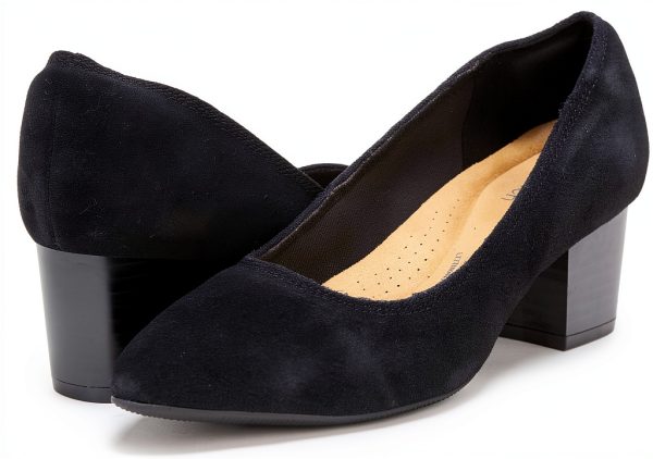 Clarks Womens Pumps Black Suede Comfortable Work Shoes-2