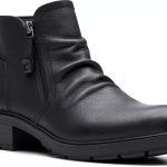 Clarks Womens Ankle Boots Tan Nubuck Black Leather Comfort-0