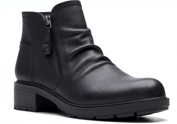 Clarks Womens Ankle Boots Tan Nubuck Black Leather Comfort-0