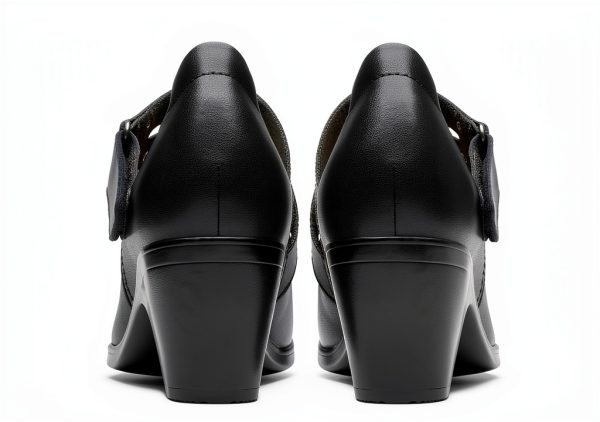 Clarks Womens Black Leather Pumps Comfort Heel Shoes-5