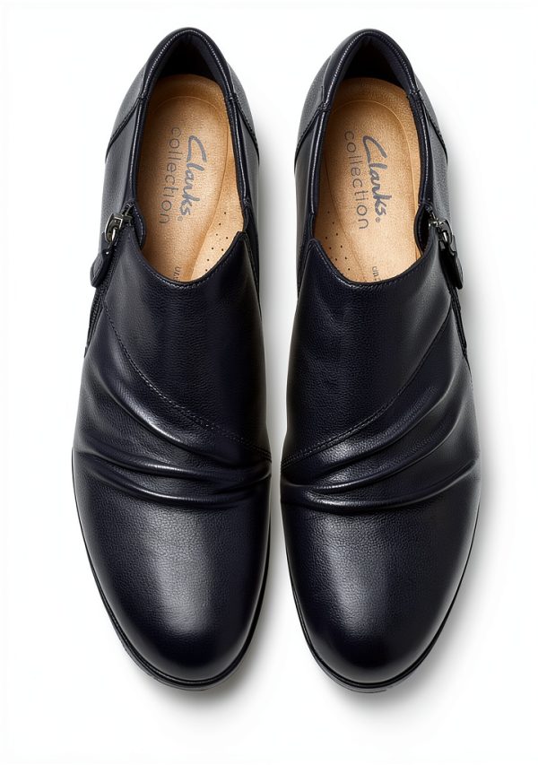 Clarks Womens Ankle Boots Side Zipper Dark Brown Leather-6