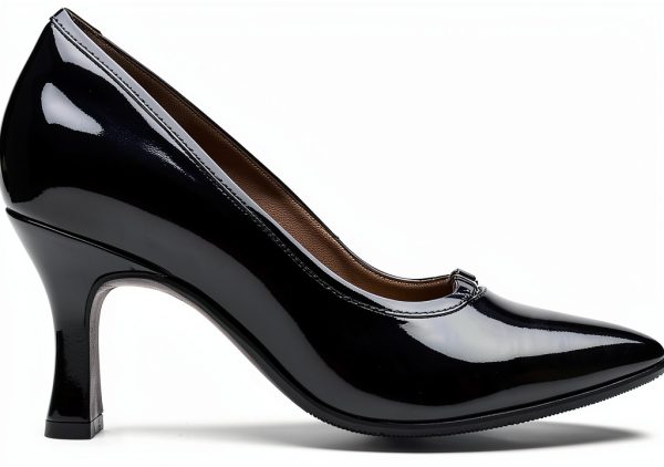 Clarks Womens Pumps Black Patent Synthetic Comfort Heels-3