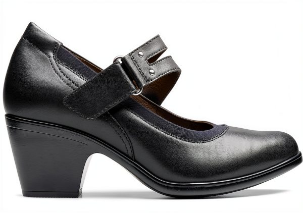 Clarks Womens Black Leather Pumps Comfort Heel Shoes-1