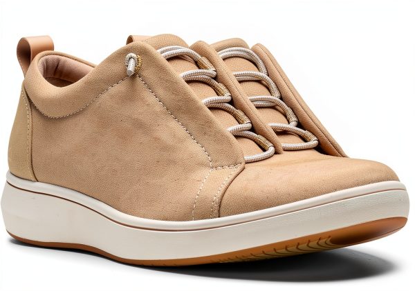 Clarks BreezeSky Lace Womens Sneakers Sand Textile Comfort-4
