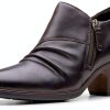 Clarks Womens Ankle Boots Side Zipper Dark Brown Leather-0