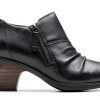 Clarks Womens Ankle Boots Side Zipper Dark Brown Leather-1