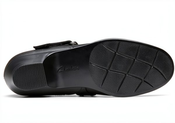 Clarks Womens Black Leather Pumps Comfort Heel Shoes-3