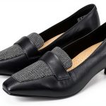 Clarks Womens Black Leather Pumps Comfort Foam Footbed-0