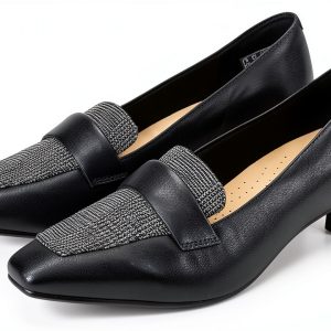 Clarks Womens Black Leather Pumps Comfort Foam Footbed-0