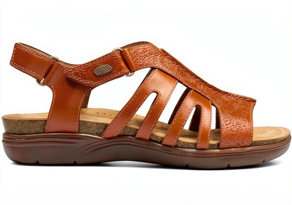 Clarks April Belle Womens Flat Sandals Tan Leather Comfort-0