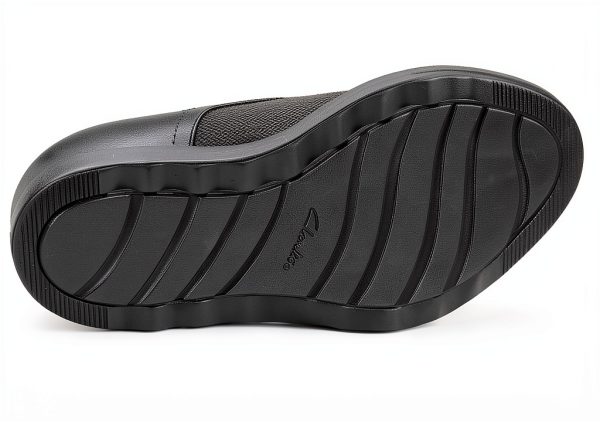 Clarks Womens Loafers Black Tweed Slip On Wedge Heel-5