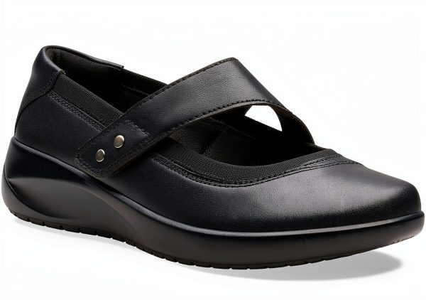 Clarks Kaetlyn Jane Womens Black Leather Flats Comfort-0