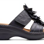 Clarks Womens Slide Sandals Black Leather Ultimate Comfort-0